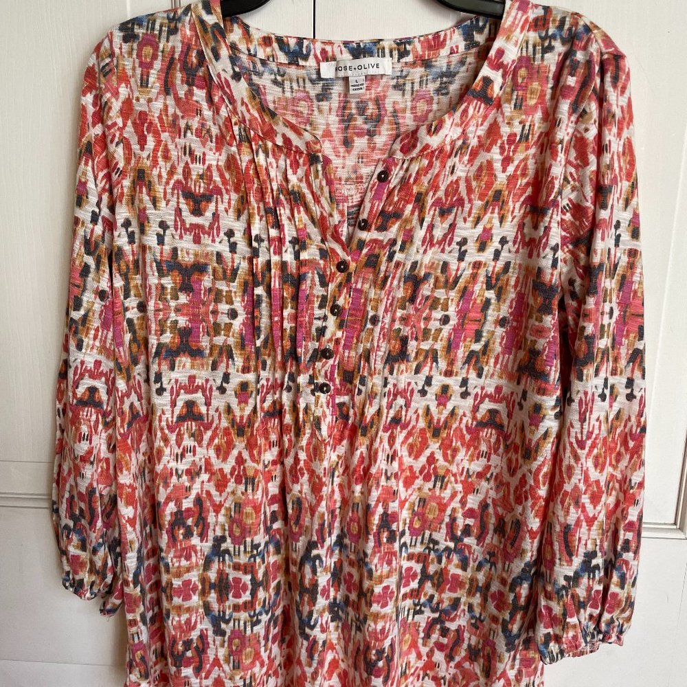 Colorful Lons Sleeve Top